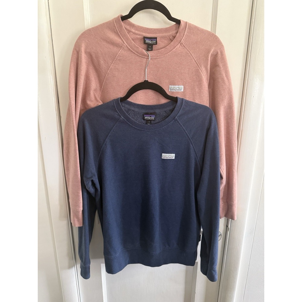 Patagonia 2 Pastel P-6 Label Ahnya Crew Sweatshirt Lot Women's Small Pink Blue - Picture 1 of 6